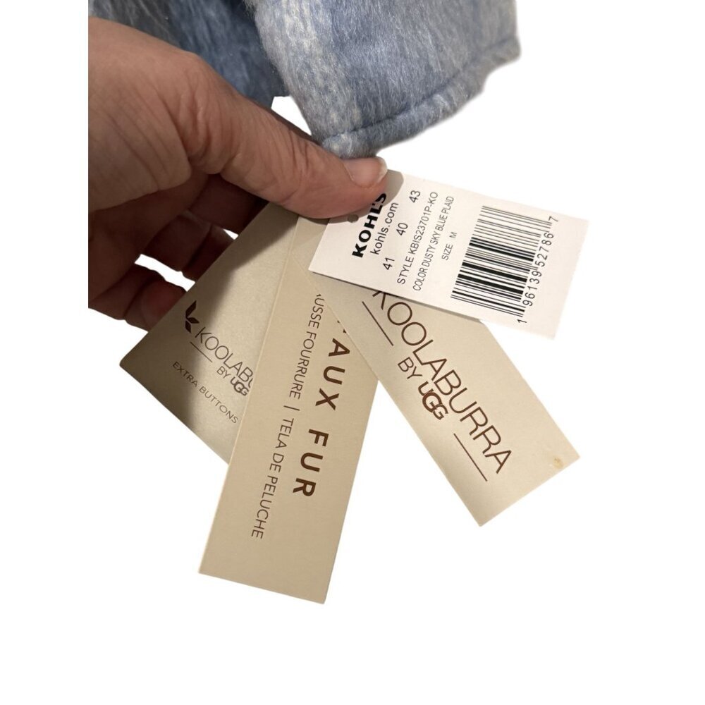 Koolaburra By UGG Blue & White Plaid Faux Fur Shacket Jacket M NWT - Picture 3 of 6